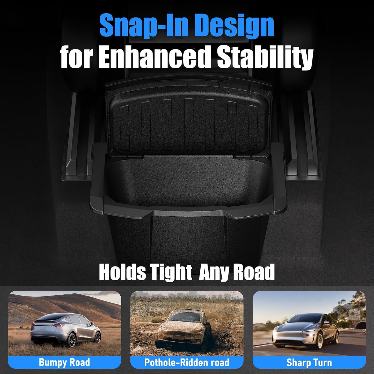 2026 Upgrade Rear Center Console Organizer for Tesla 2025-2026 Model Y Juniper Accessories, Partitioned Storage & Stable Installation, Seat Backseat Storage Trash Can Bin for Tesla Model Y Juniper