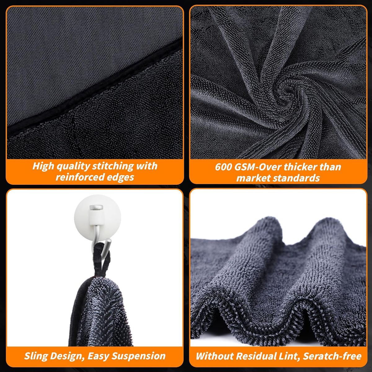 8 Pack Microfiber Car Towels, 36" x 24" Microfiber Cleaning Cloth, 600 GSM