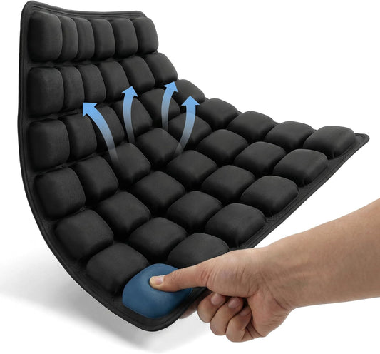 Sondour Travel Cushion Airplane Seat,Airplane Cushion for Long Flight,Press-Type Inflatable Wheelchair Seat Cushion,42 Airbags for Car,Office,Stadium,Ergonomic Comfort Support Pressure Relief-Black
