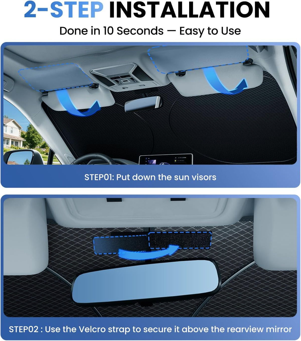 Zanch Windshield Sun Shade for Toyota Sienna 2000-2026