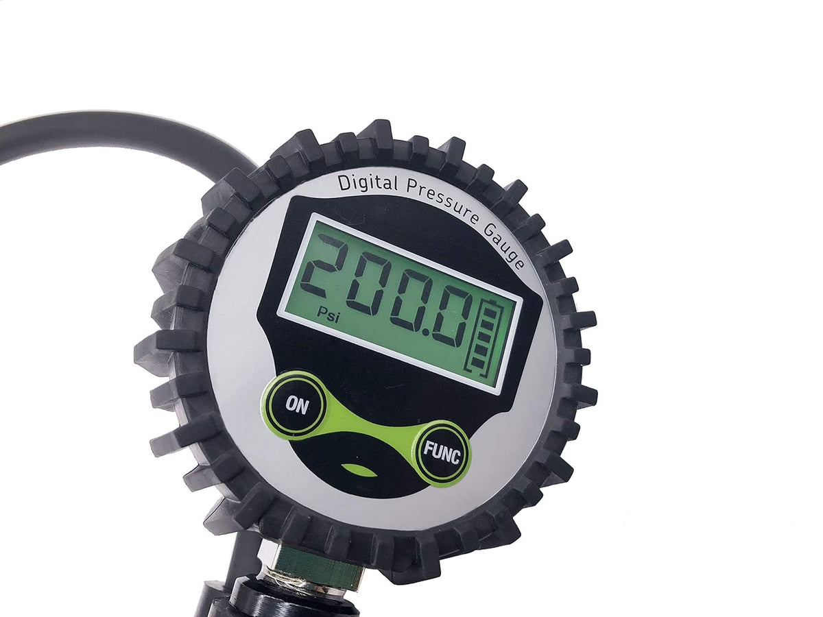 Alla Lighting High Performance Digital Tire Pressure Gauge - 200 PSI, Large Dial 2" Easy Read Air Chuck Tire Pressure Gauge for Cars, Trucks, SUVs, Bikes, Motorcycles