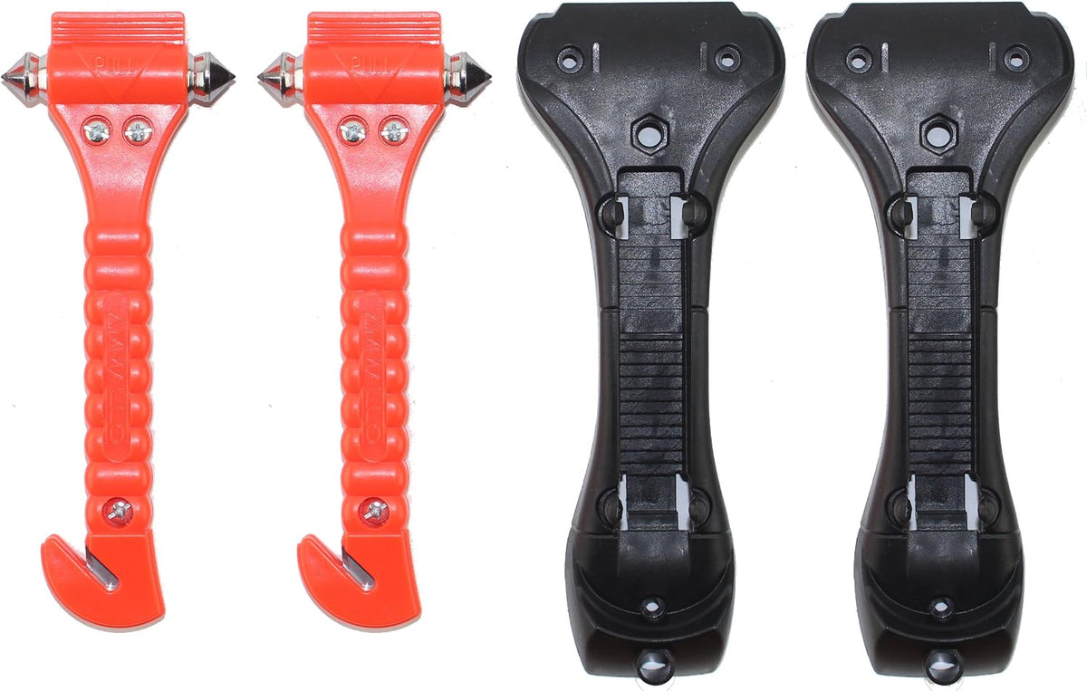2 Pack Car Safety Hammer with Carbide Tip - Emergency Vehicle Escape Tool - Seat Belt Cutter - Window Punch - Auto Glass Breaker - Rescue Survival Kit