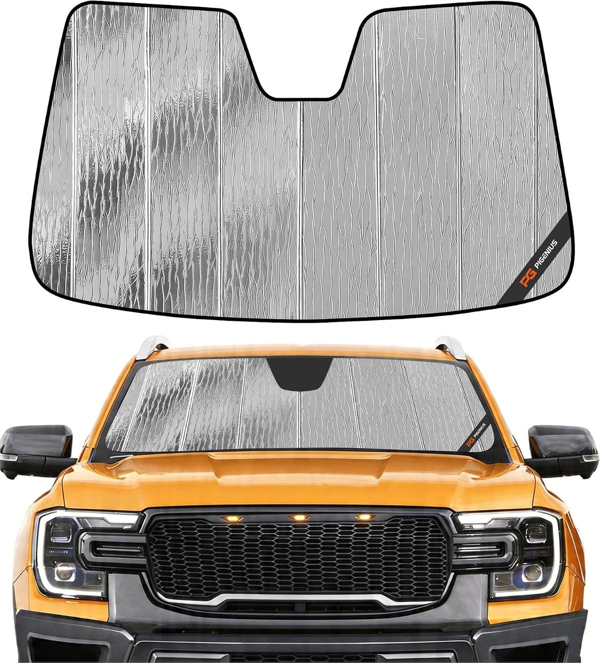 Pigenius Windshield Sun Shade for Ford Ranger 2024-2026 Front Window Sunshade - AstraGuard