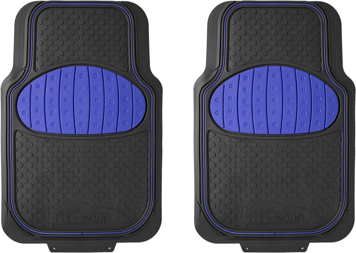 FH Group Heavy-Duty Rubber Car Floor Mats - Universal Fit, Trimmable, Climaproof - For Sedans, SUVs, Trucks - Blue