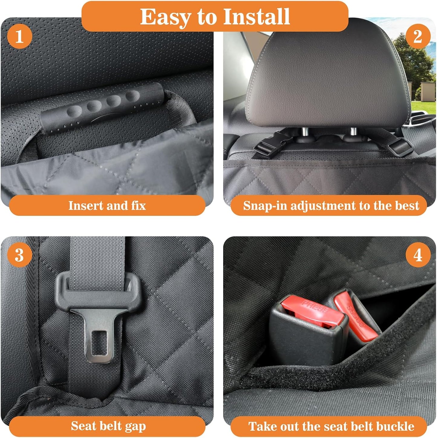 Meolsaek Dog Car Seat Cover for Back Seat, Scratch Proof Nonslip Pet Car Seat Cover, 4 Layers Waterproof Heavy Duty Back Seat Pet Cover for Dogs with Storage Bag (Black)