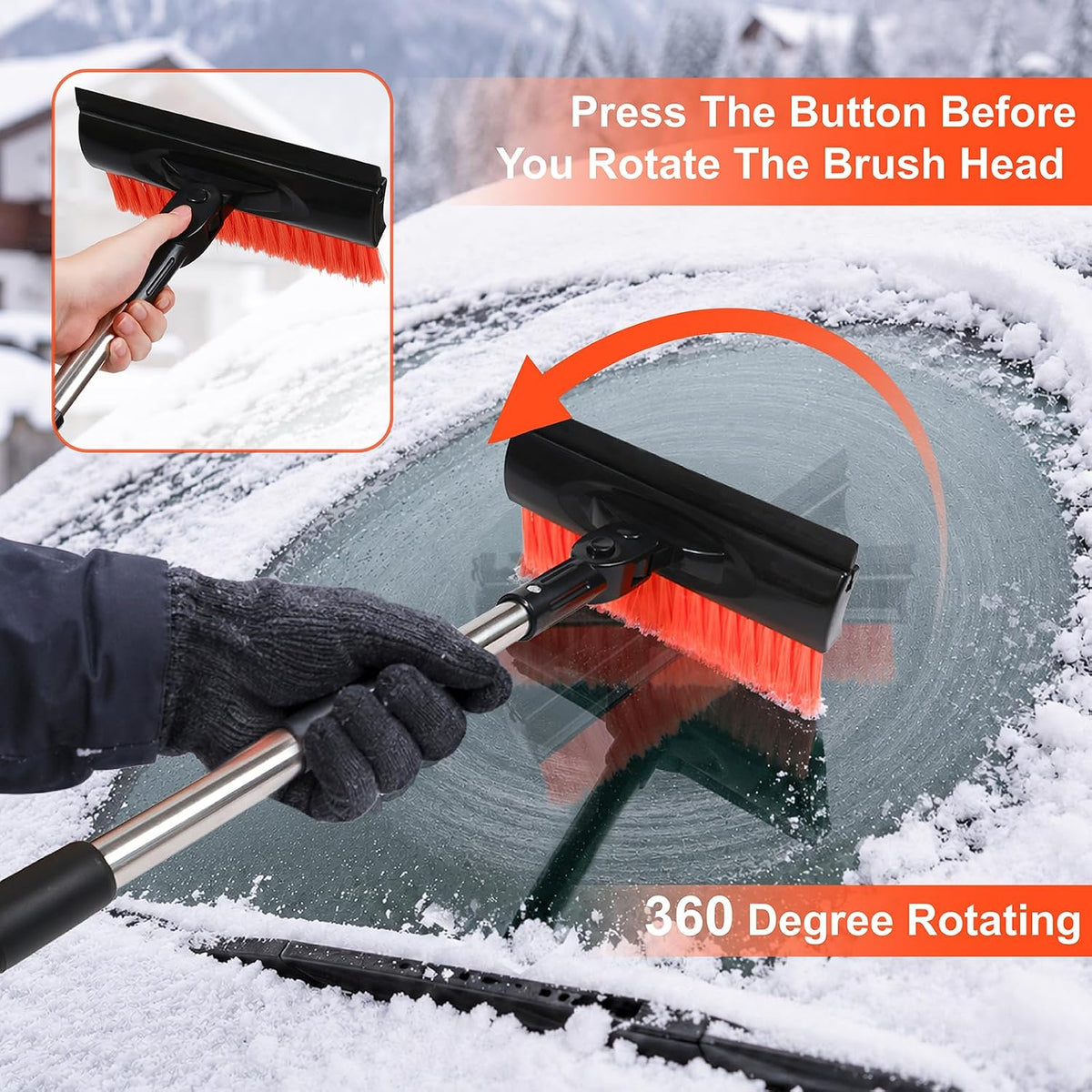 51" Car Ice Scraper and Snow Brush with Foam Grip,3-in-1 Ice Scrapers for Car Windshield, Effortless Winter Vehicle Maintenance Extension for Cars, Trucks, and SUVs