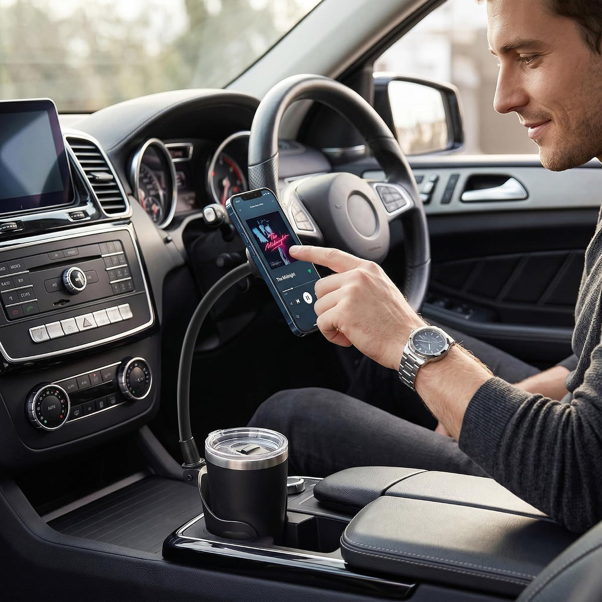 Car Mount Wireless Charger 15W - Magnetic Phone Holder - Zero Space & Secure - Auto Accessories Charger - Compatible with iPhone 17 Pro Max to 12 - Compatible with Android Devices