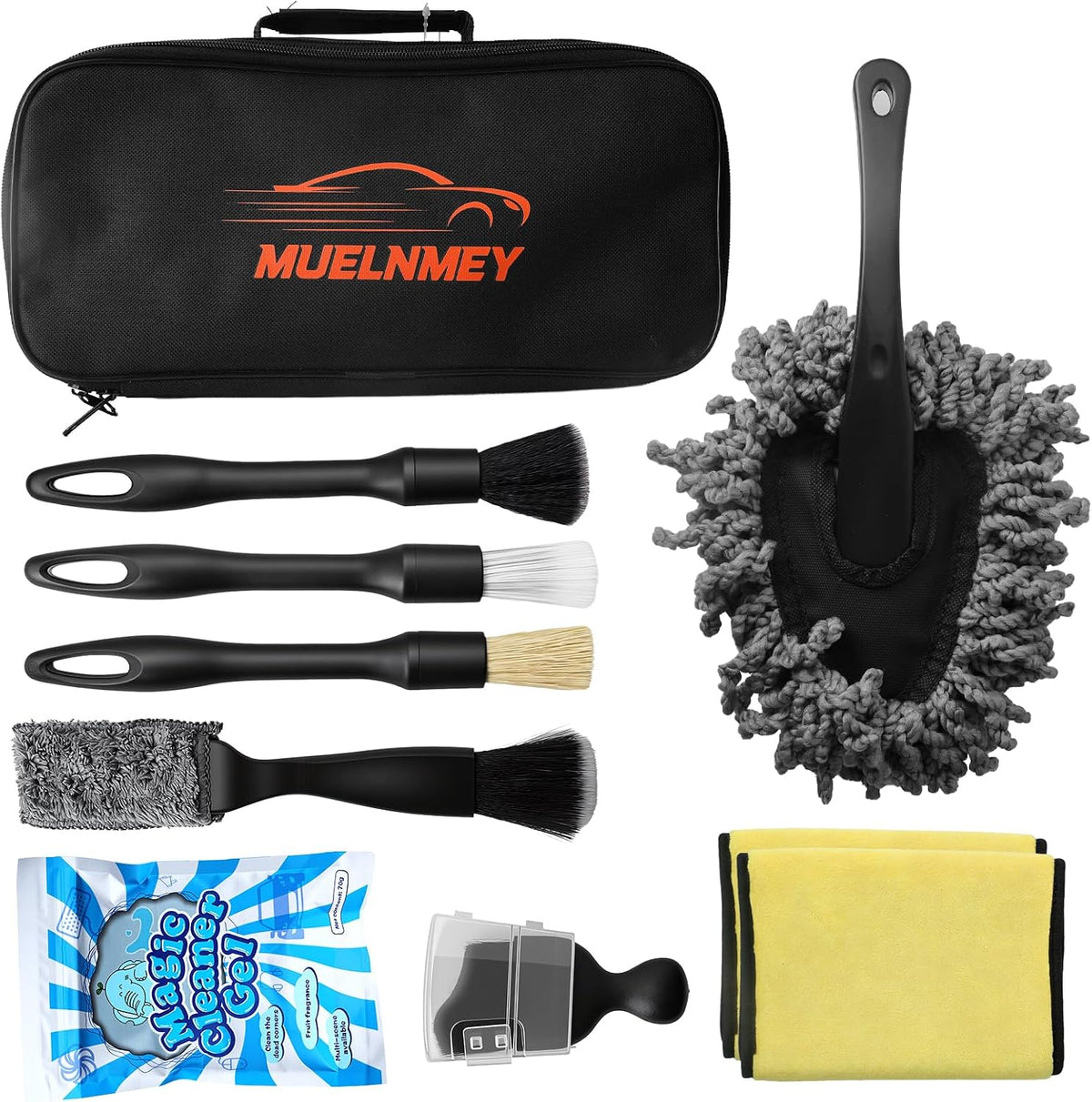 7PCS Car Detailing Brush Set, Soft Boar Hair Brush, Car Interior Detail Brush, Fiber Brush, Car Dust Removal Brush, Car Cleaning Gel, Cleaning Tool Set Suitable for Trucks, Cars, RVs, SUVs