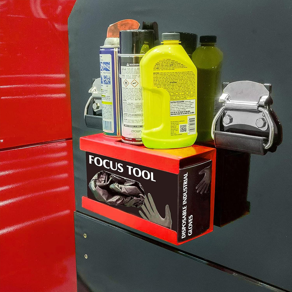 Mayouko Magnetic Dispenser Holder, Red Box Holder Wall Mount for Tissues, Disposal Gloves, Wipes, Tool Cart Accessory, 8LBS