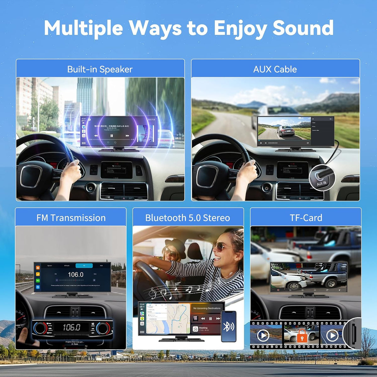 11.5" Extra Large Wireless Apple CarPlay Screen for Car, 4K Portable Car Play Screen & Android Auto HD Touch Screen, Dash Cam Front and Rear, App Control, Mirror Link, Voice Control