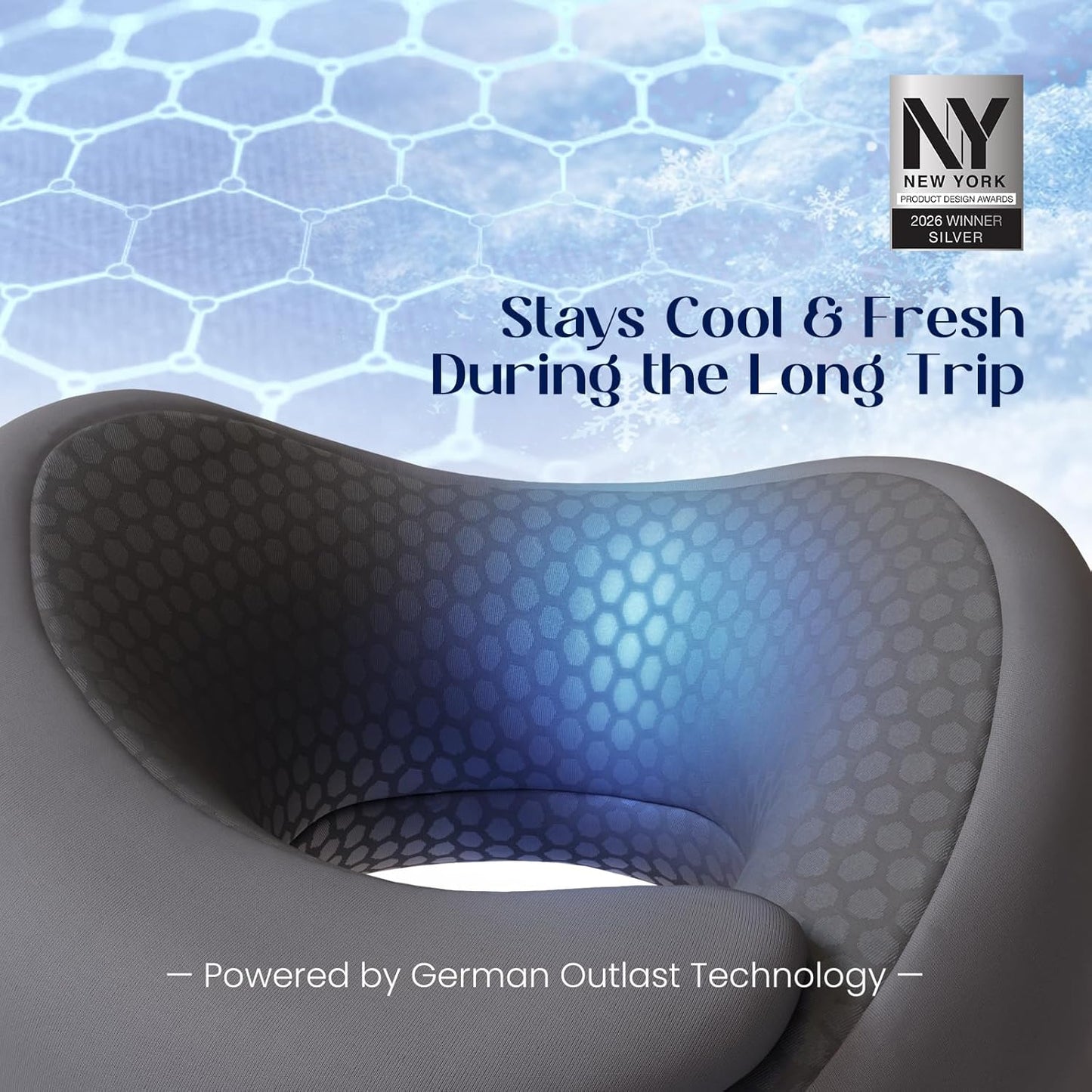 Dream Valley® Neck Travel Pillow, Memory Foam Travel Pillow for Airplane, Portable Roll-Up Neck Pillow with Cooling Inner Fabric, 360° Ergonomic Support, No Head Bobbing, Charcoal Gray