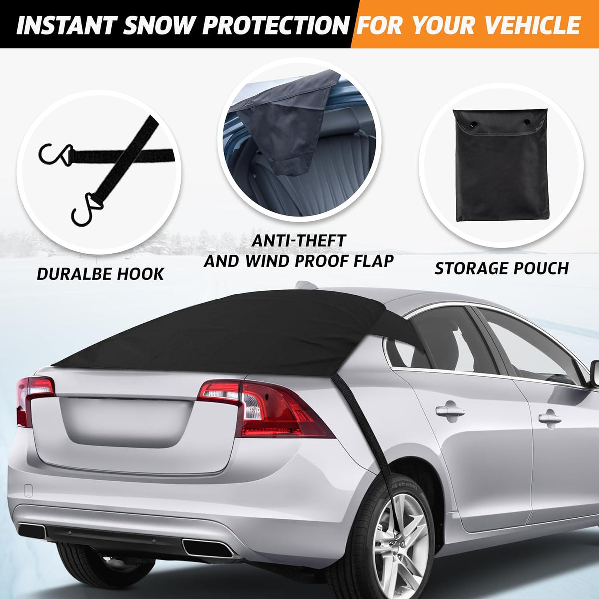 EcoNour Rear Windshield Cover for Ice and Snow | Car Back Window Snow Cover