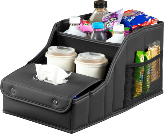 Car Seat Organizer Passenger Storage for Travel Kids Accessories | Collapsible Storages Compartments Mesh Pockets Car Caddy Basket for Front Back Seat Floor Trunk Organizers Kleenex Holder