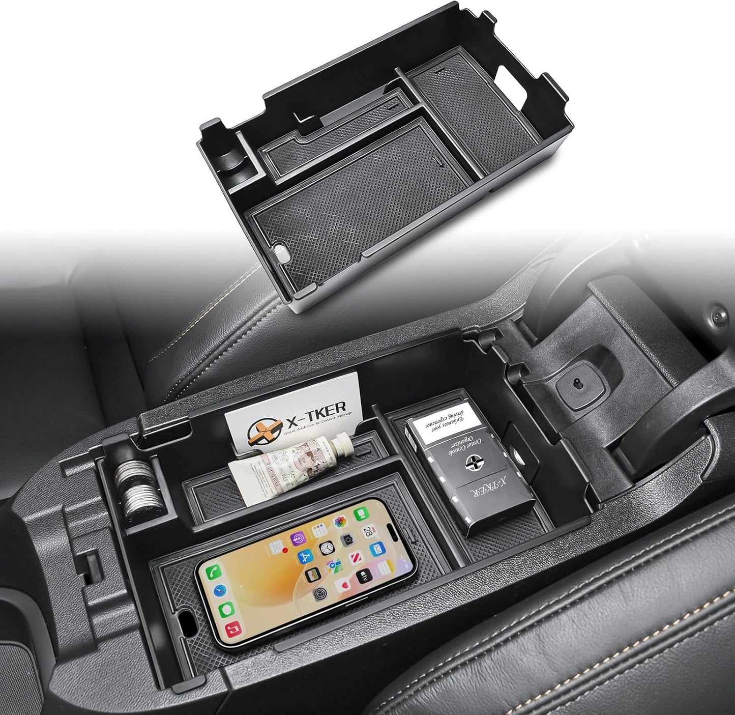 Center Console Organizer Tray for 2018-2024 Chevy Equinox Accessories | Middle Armrest Storage Box, Multi-compartment Design, Quick Access to Daily Essentials, NOT For 2025 2026 Models
