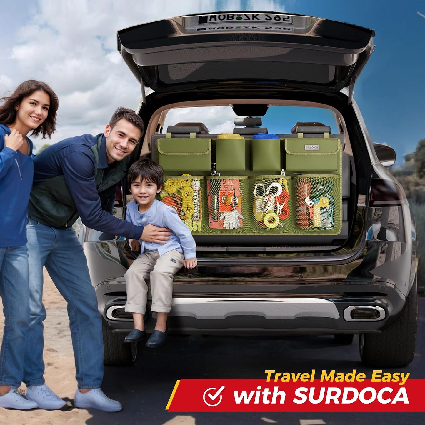 SURDOCA Car Trunk Organizer, LARGE CAPACITY Car Storage Bag with 8 Pockets, 7X Upgraded Trunk Storage Organizer for Car, SUV, Truck, MPV | for SUV