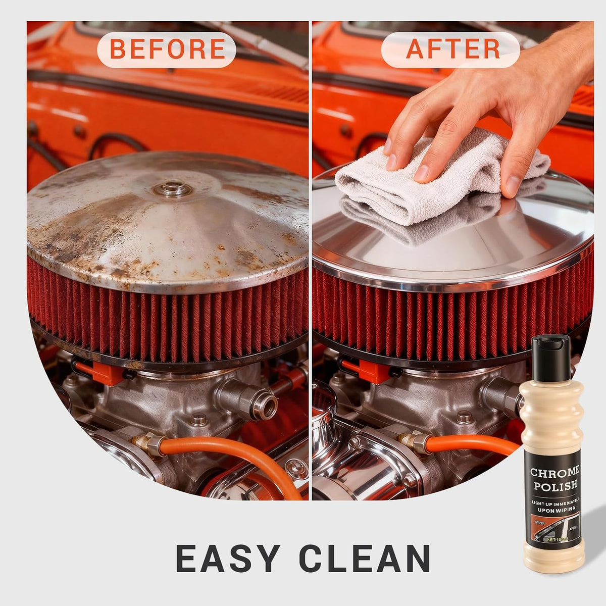 Chrome Cleaner and Metal Polish, Car & Motorcycle Wheel Restorer, 150ml