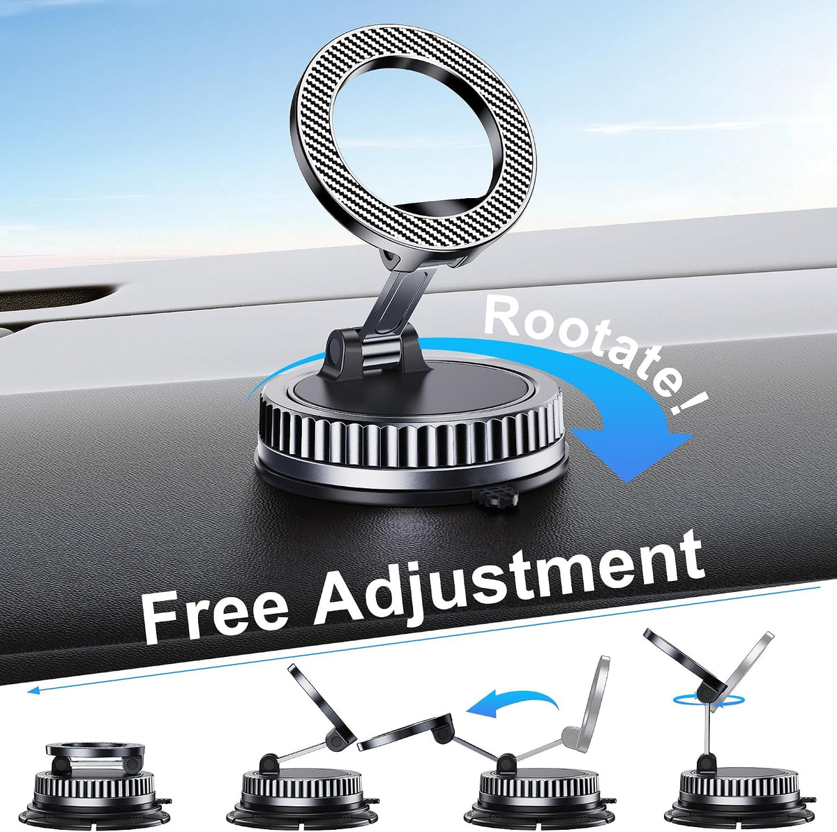 Car Phone Holder for Magsafe [2026 89+LBS Suction & 3700gf Magnetic] 360° Adjustable Cell Phone Mount, Phone Holders for Your Car Dashboard Windshield Camera for iPhone 17-12