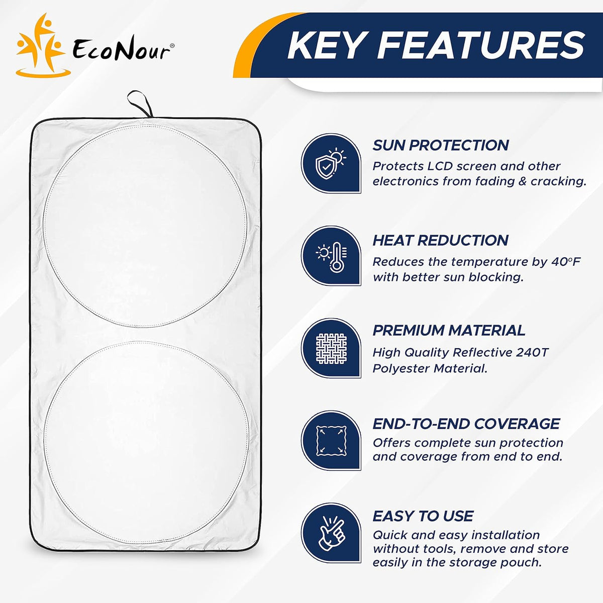 EcoNour Truck Windshield Sun Shade, Sun Shield Protects Dashboard and Seats