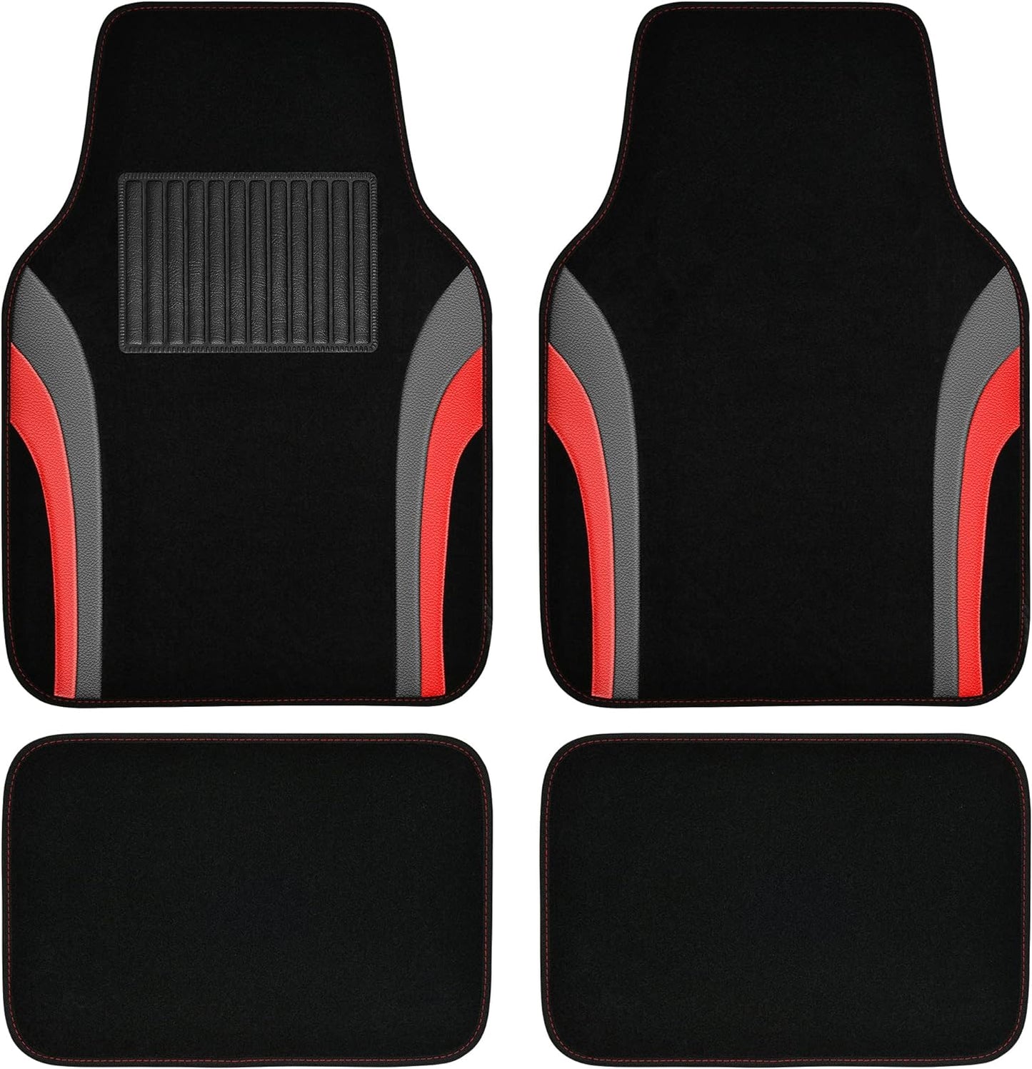 CAR PASS Beige Leather Car Floor Mats, Sporty Waterproof Car Carpet,Universal Automotive Floor Mats Fit for Sedans, Cars, Mid Trucks, Vans, SUV, Set of 4 (Black and Beige)