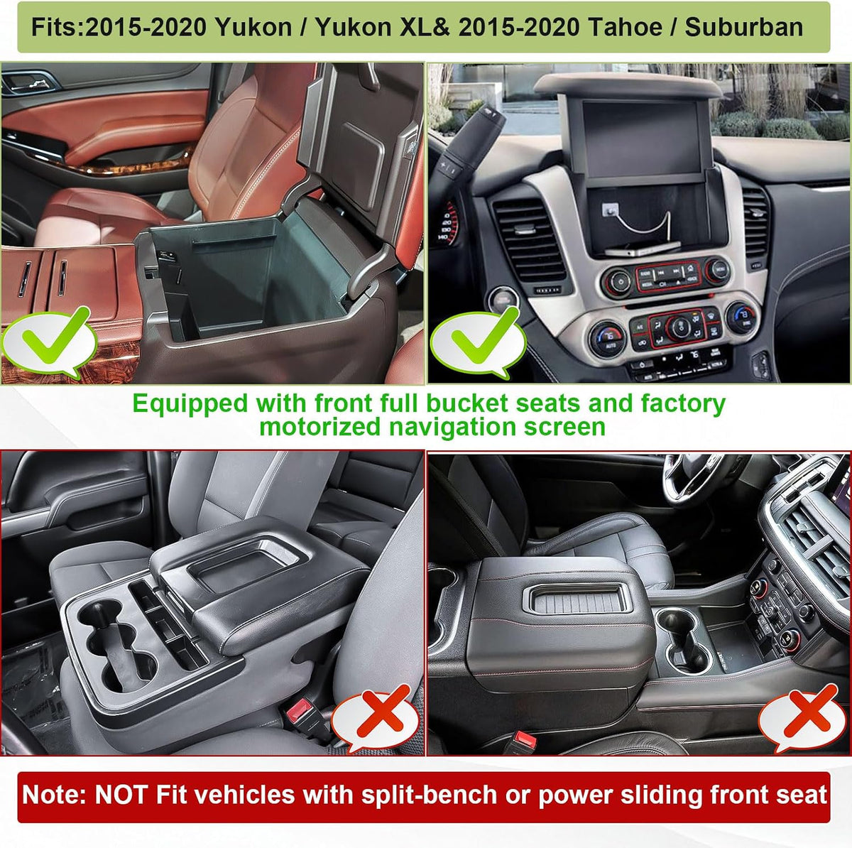 Console Organizer Set for 2015-2020 GMC Yukon & Chevrolet Tahoe Suburban