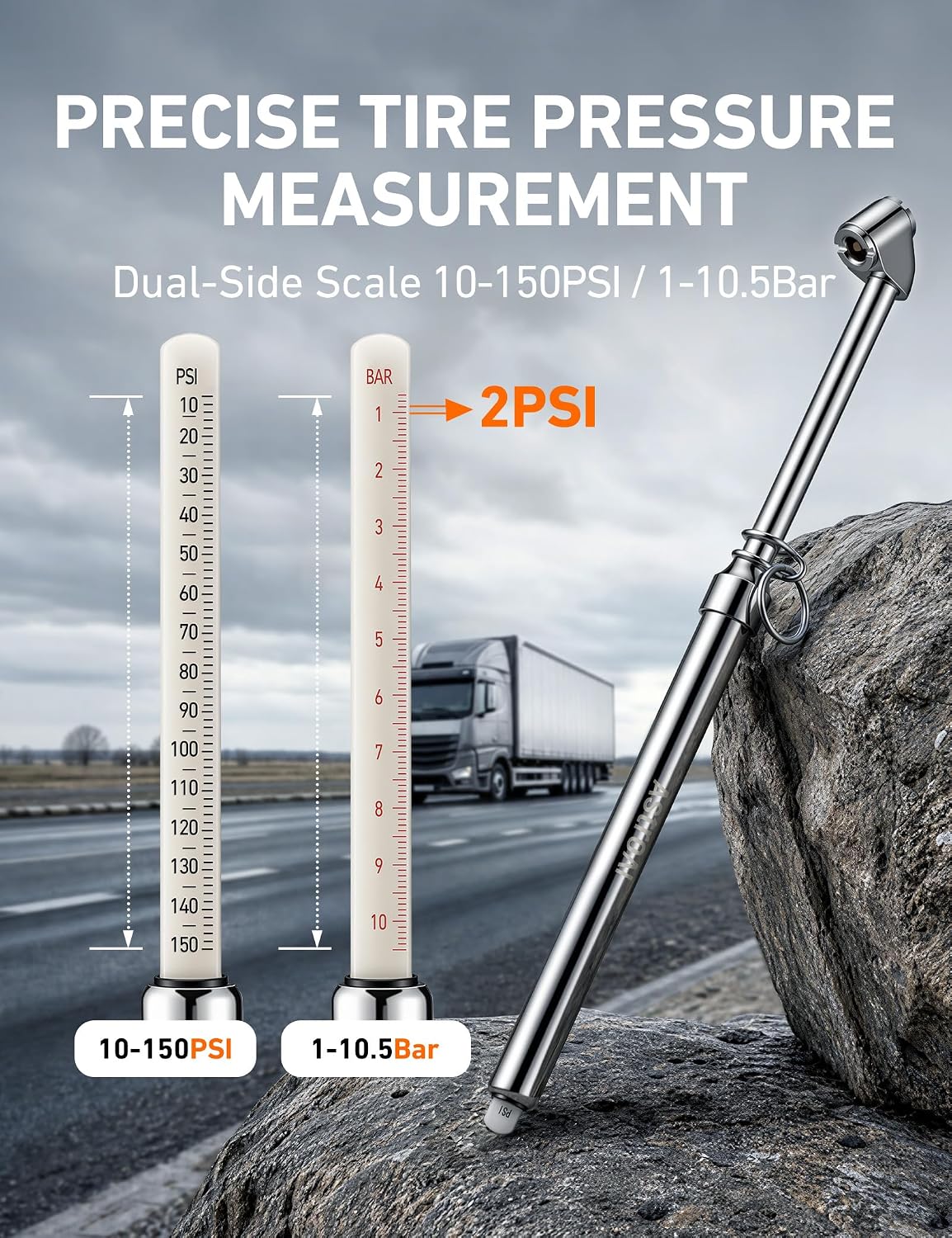 AstroAI 2-Pack Heavy Duty Dual Head Tire Pressure Gauge, 10-150 PSI