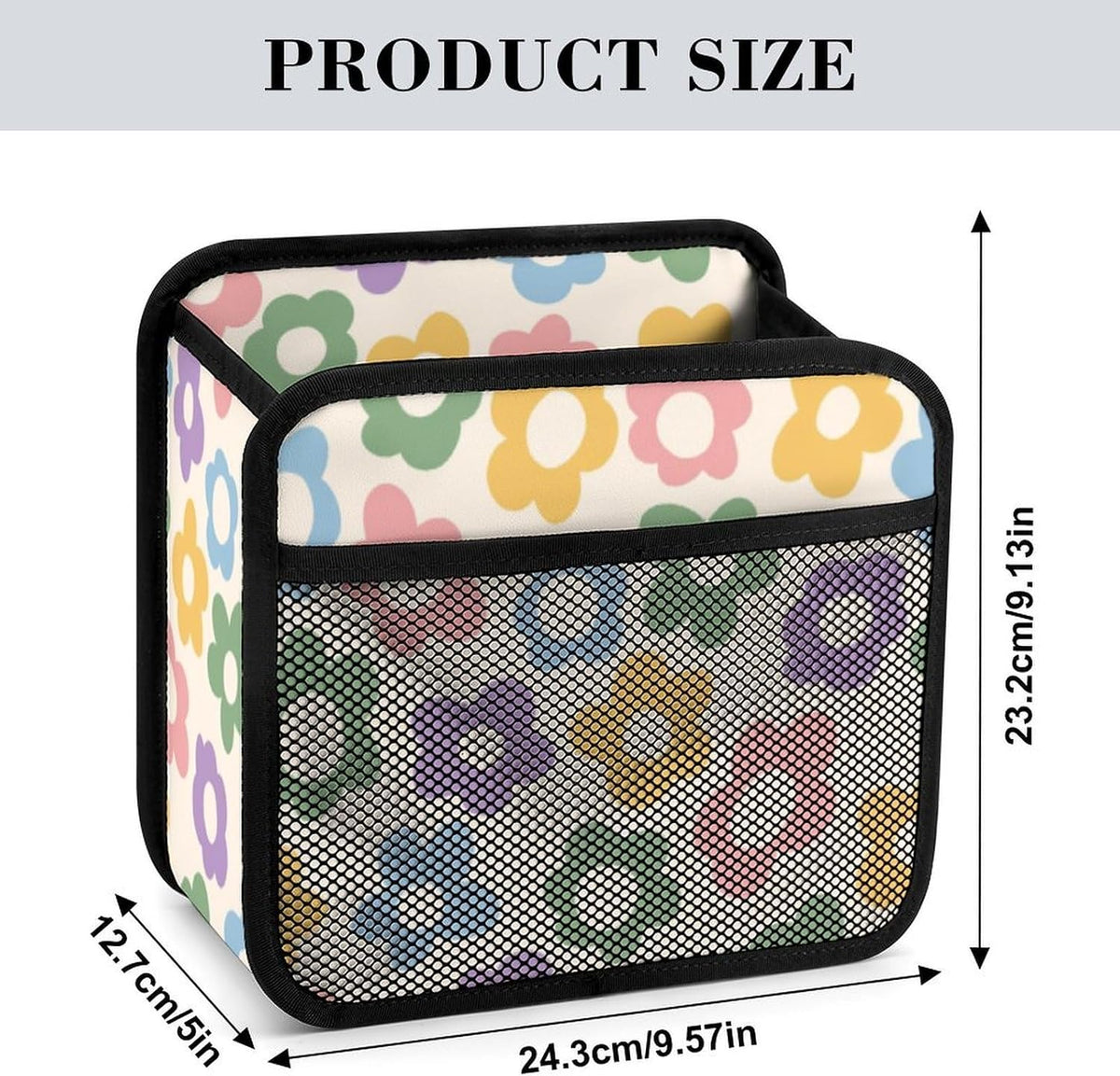 Car Backseat Organizer - Cute Aesthetic Car Storage Bin with Mesh Pocket & Reinforced Base - Universal Fit Hanging Seat Back Accessories for Women (Pastel)
