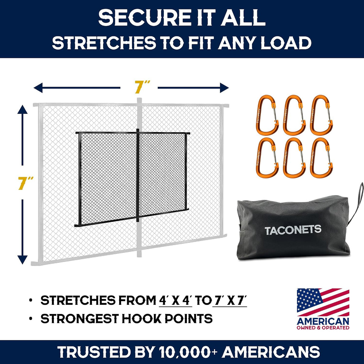 Upgraded Highly Elastic Truck Bed Cargo Net Organizer, 4'x4', USA