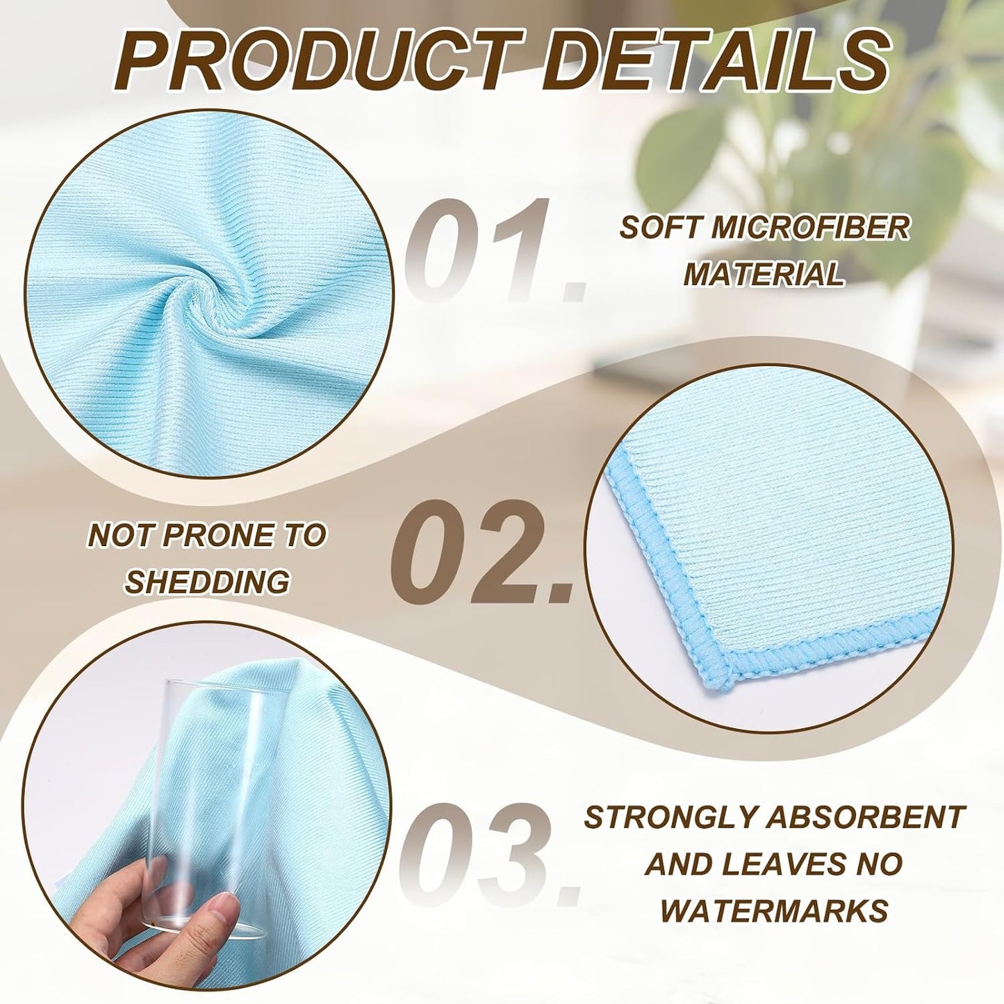 uxcell 2Pcs Glass Polishing Cloth, 23.6x15.7 Microfiber Cleaning Cloths Lint & Streak Free Quickly Drying Towels for Glassware, Cars, Glasses, Phone Screens, Sunglasses, Blue