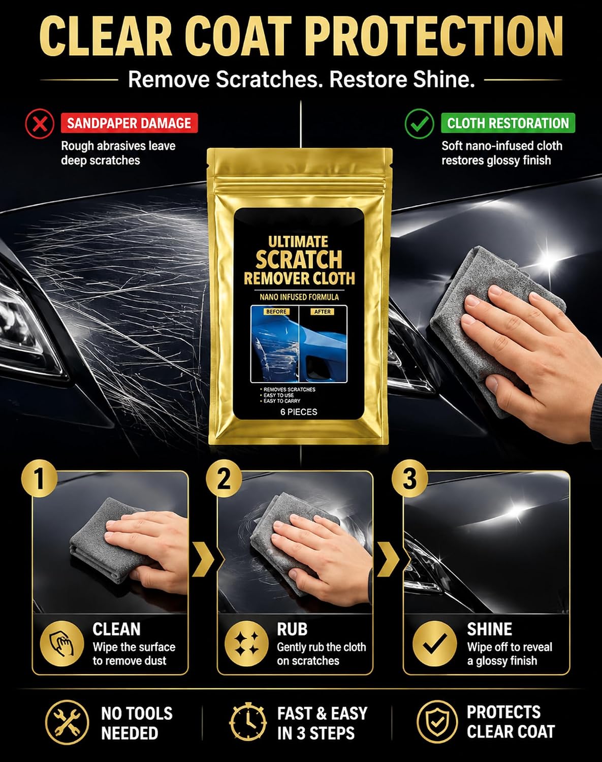 Car Scratch Remover Instantly Removes Surface Scratches in 60s