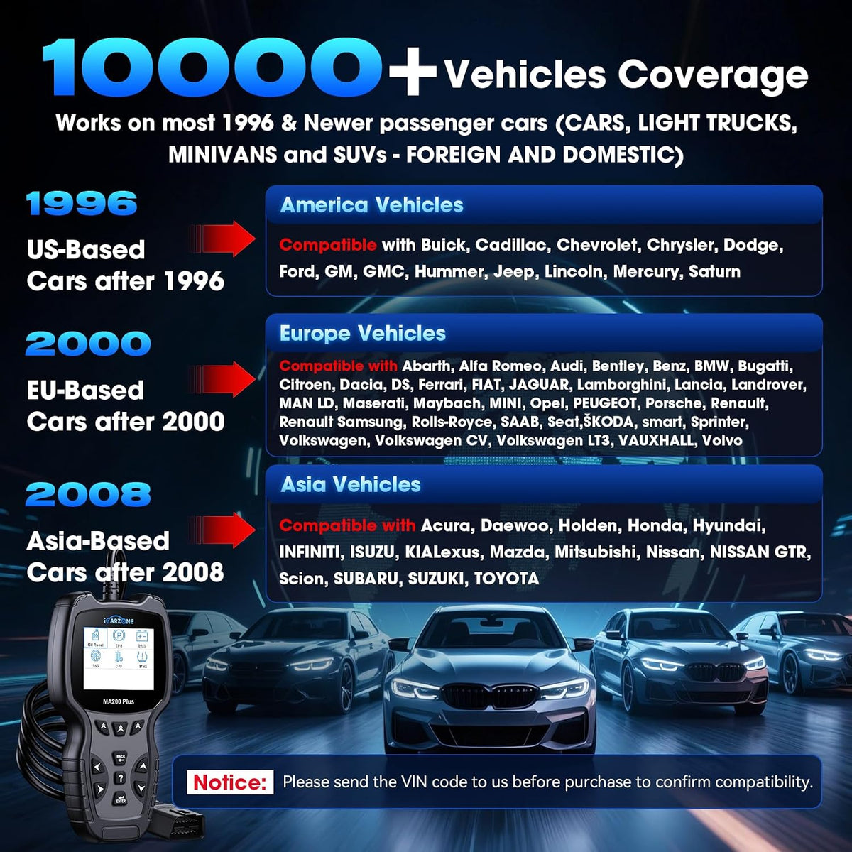 All Systems Bi-Directional Diagnostic Scan Tools MA200 Plus Code Reader for 10000+ Car Models 6 Services Live Data Battery Test Full OBD2 Scanner Lifetime Free Upgrade AutoVIN CAN FD