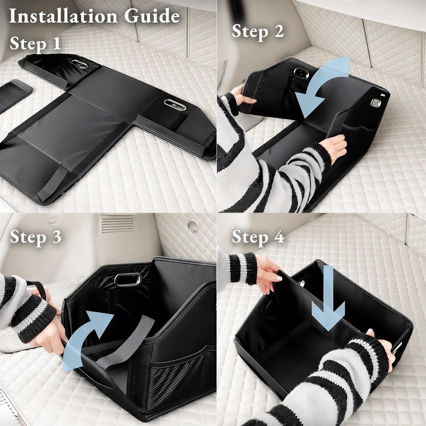 Car Storage Organizer Car Caddy Compact PU Leather Multipurpose Bin for Trunk, Front Seat, Back Seat & Car Floor