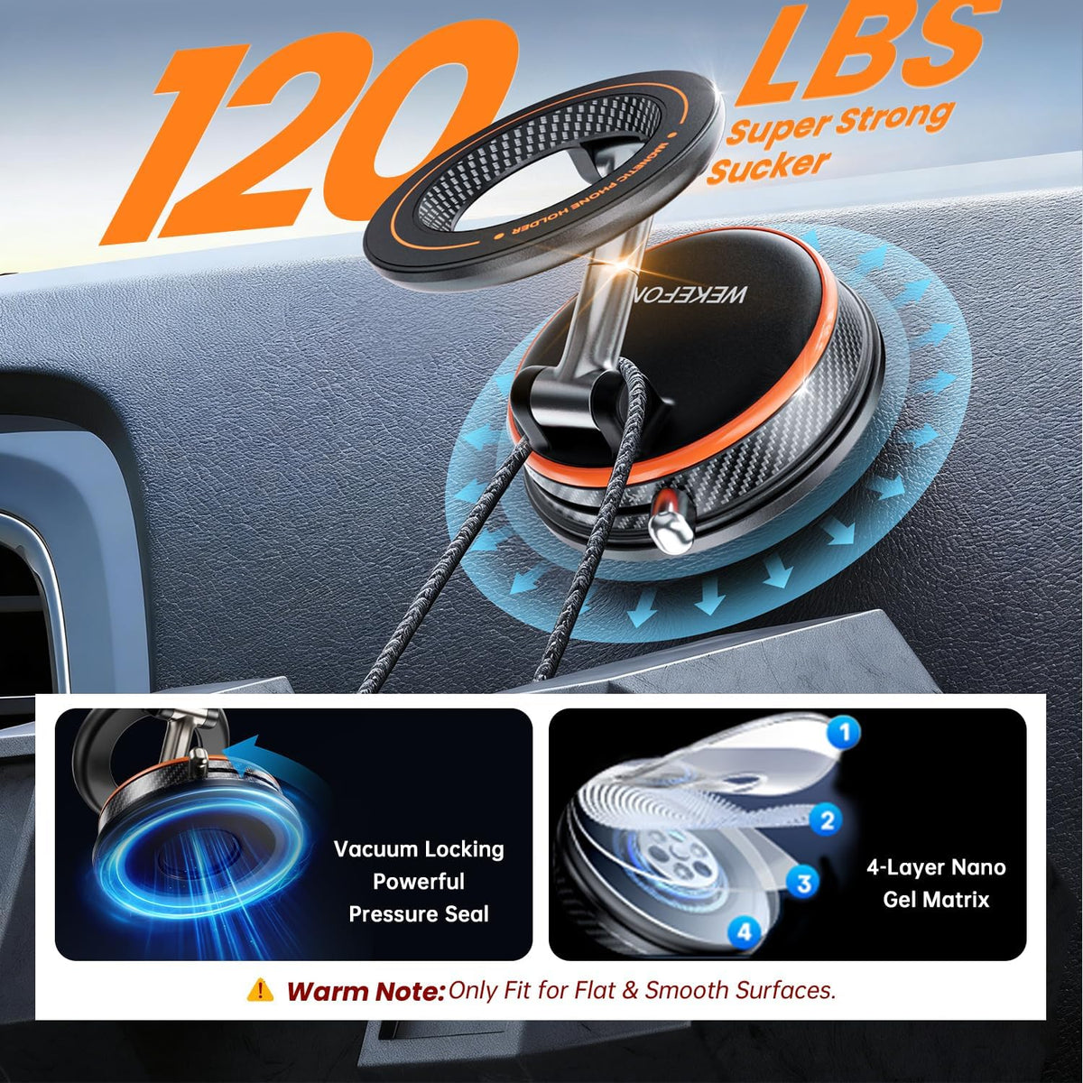 for Magsafe Car Mount, Vacuum Magnetic Phone Holders for Your Car