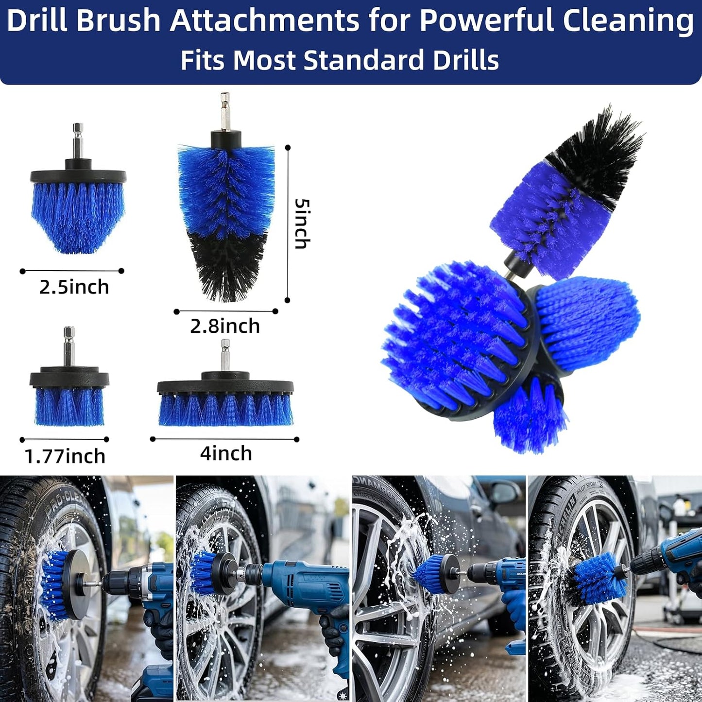 37Pcs Car Detailing Kit, Car Detailing Brush Set, Car Wash Cleaning Kit, Car Detailing Brushes, Professional Car Care Kit for Interior Exterior Wheels, (Drill is NOT Included)