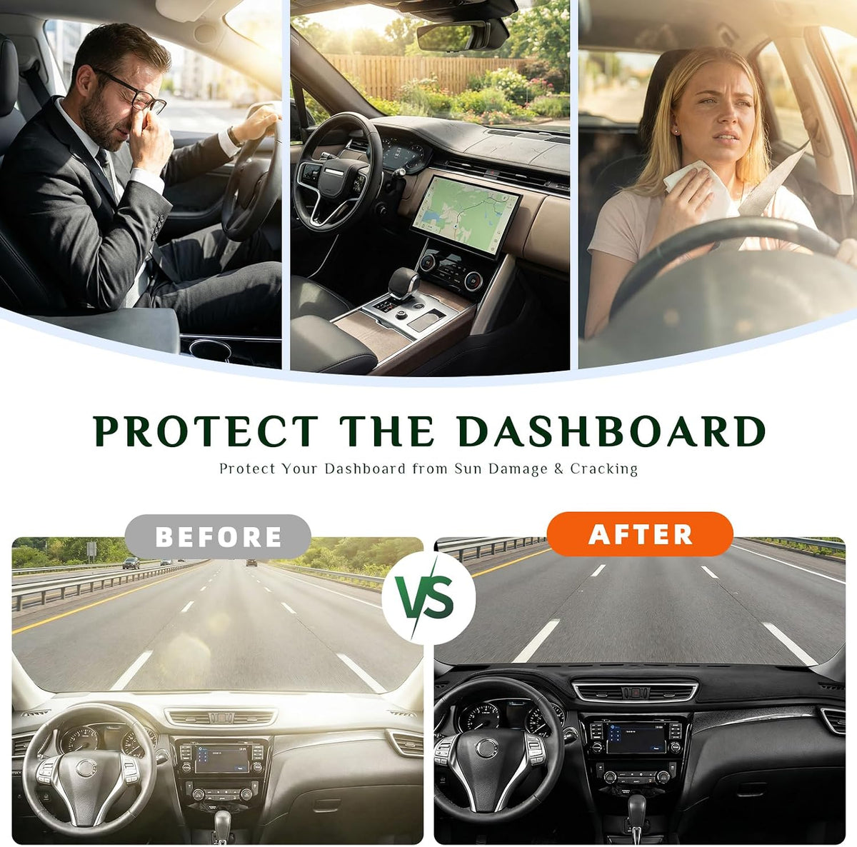 Dash Cover, Anti-Glare, Sun Protection, Dustproof, UV-Proof, Dashboard Covers, Interior Car Accessorie Fit for 2016 KI-A Optima (No Fit Hybrid Models), 2016-2020 Optima K5, Black