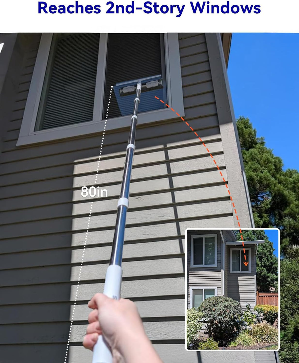 CTIME 80" Professional Window Squeegee Kit with Extension Pole, 5 Cloths