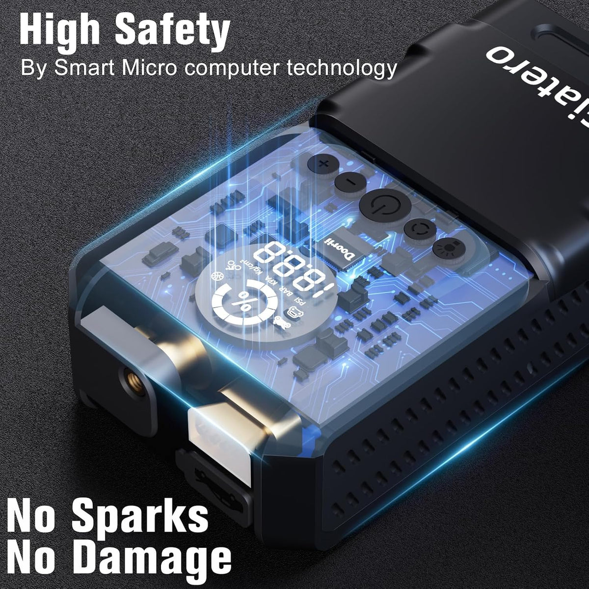 Q13 6000A Portable Car Jump Starter with Air Compressor 150PSI, Car Jumper Starter Portable(10.0L Gas/8.0L Diesel), 12V Jump Box with 3 Modes Flashlight & Jumper Cable, LCD Display Power Bank