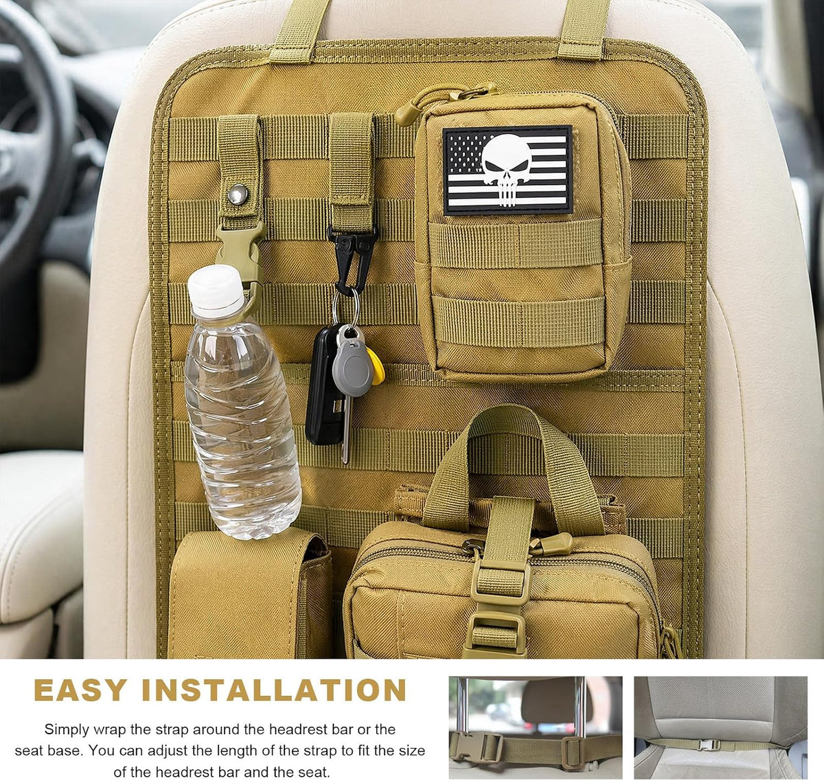 Tactical Car Seat Back Hanging Organizer (Khaki)