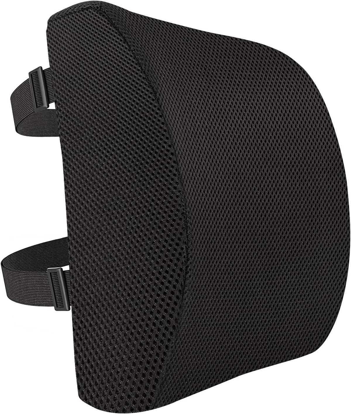 Amazon Basics Rectangular Memory Foam Back Support Cushion for Office Chairs, Non-Slip Base for Long Sitting, Black