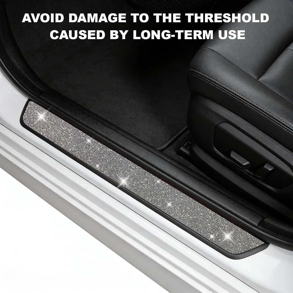 2 PCS Bling Car Door Sill Protector, Rhinestone Auto Door Entry Guard Anti-Scratch Protective Strip, Sparkling Anti-Collision Threshold Bumper Scuff Sticker for Most Cars (Colorful, 2.75 Inch)