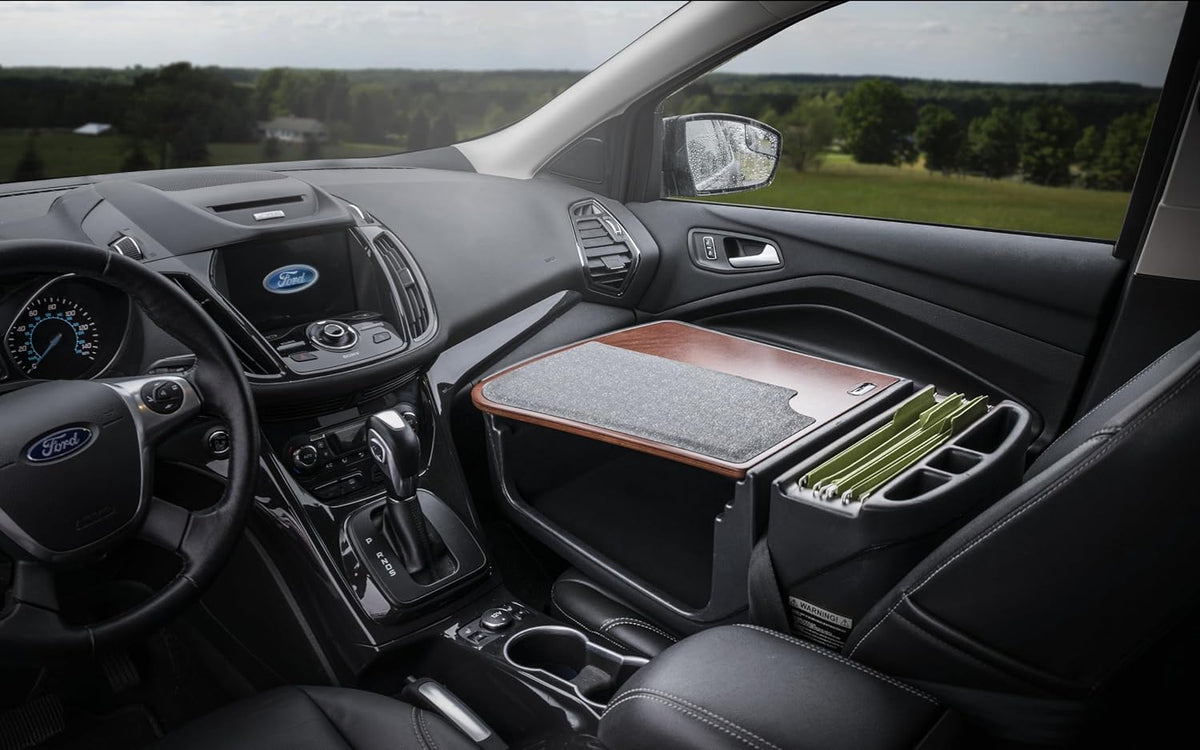 AutoExec Efficiency GripMaster Car Desk for Your Vehicle Workstation and Mobile Office, Mahogany