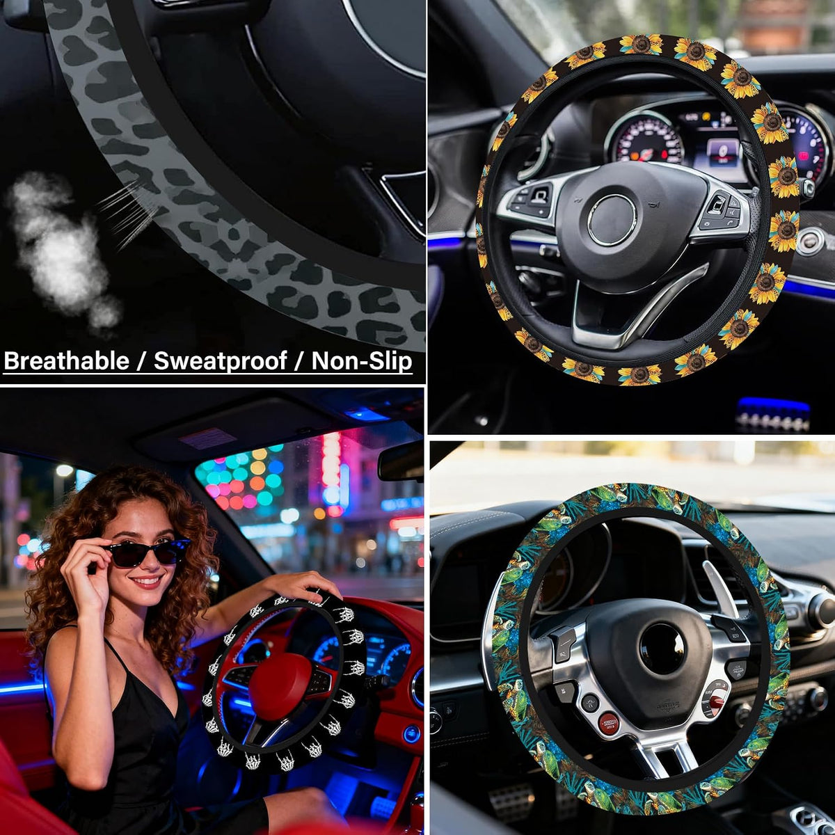 Wolf Steering Wheel Cover 15 Inch Universal Neoprene Steering Cover