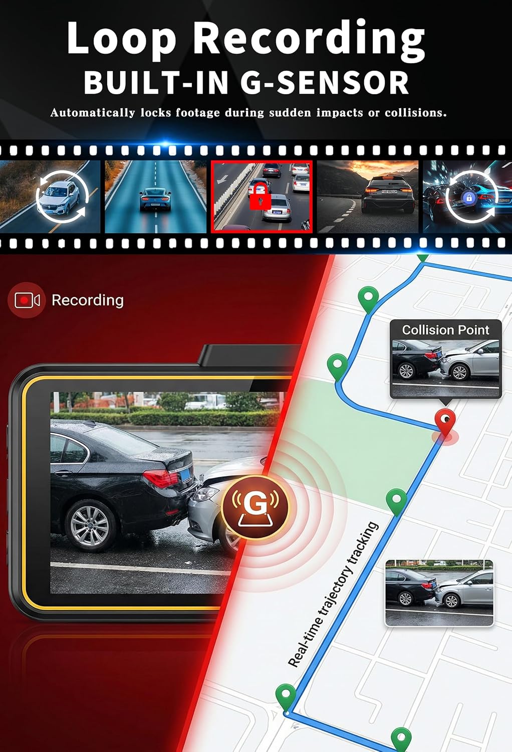 4 Channel 360° Dash Cam, 2.5K Front + 1080P, GPS & 128GB Card