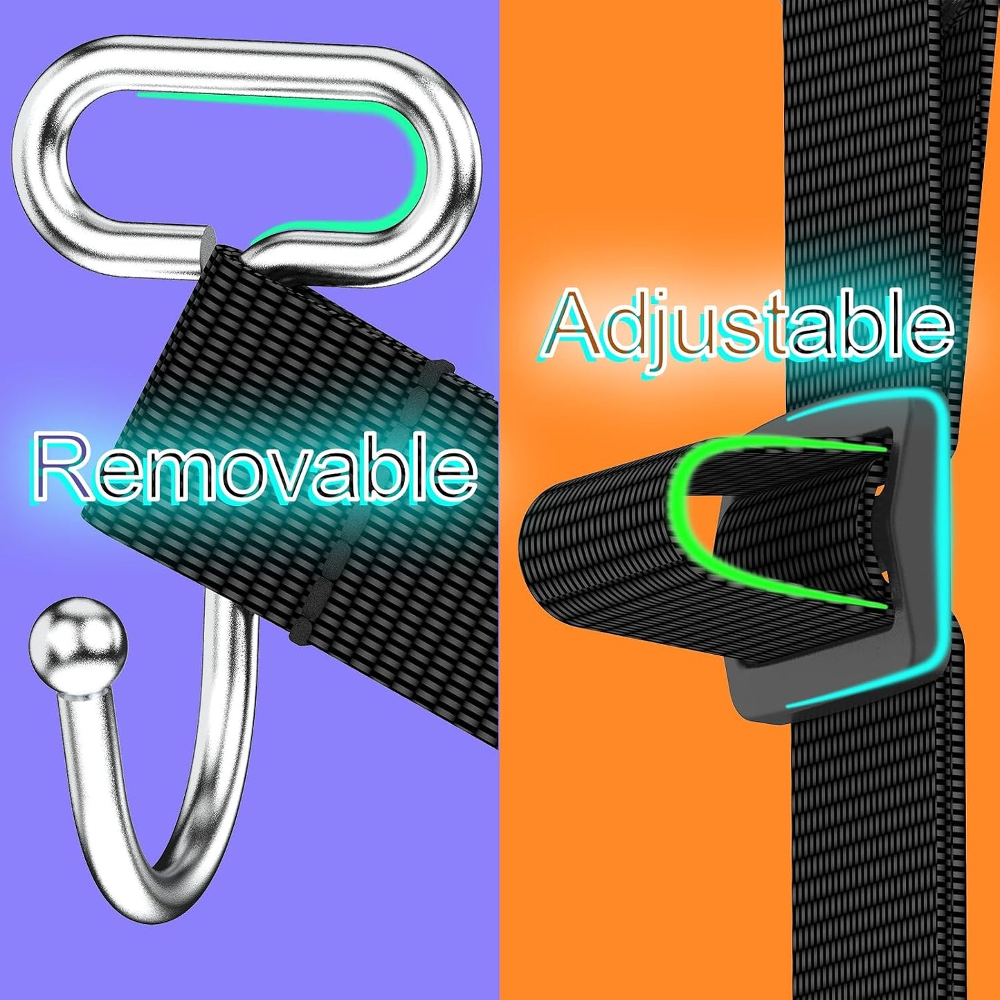 Car Headrest Hooks for Purse and Bags, 4 Pack | Adjustable Back Seat Hanger, Metal Heavy Duty, 100 lbs Capacity, Purse Holder