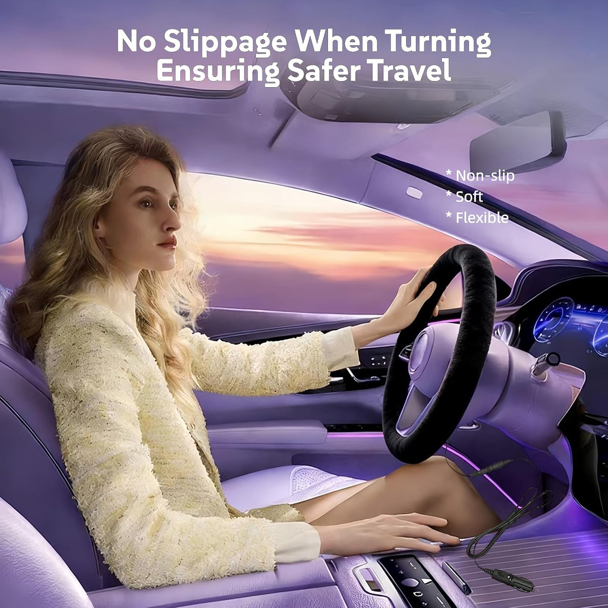 Heated Steering Wheel Cover – 12V Fast Heating PU Leather Car Wheel Warmer 260425