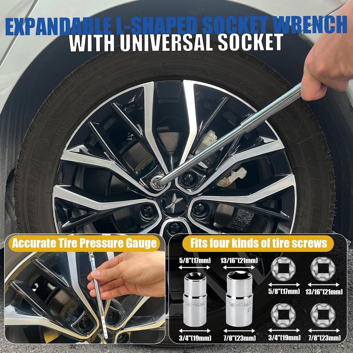 Car Jack Kit 3 Ton/6614 lbs Multipurpose Universal Scissor Jack for Car with Rubber Jack Pad, Portable Spare Tire Changing Kit for Sedan SUV MPV Tesla