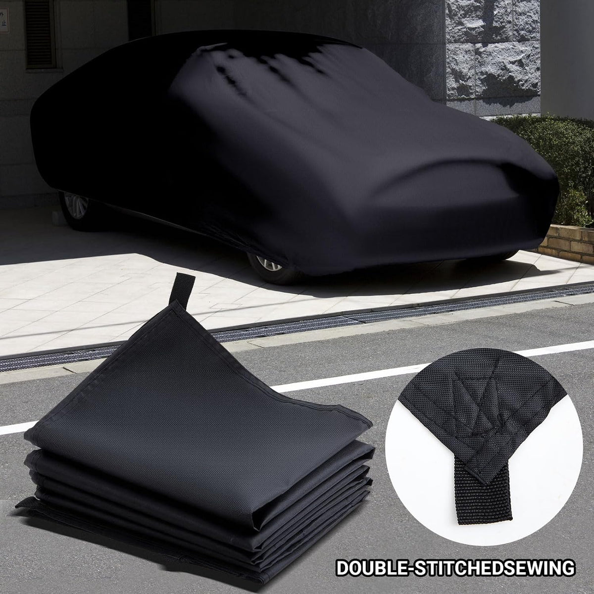2 Pack 8x12 ft Black Heavy-Duty Waterproof Tarps - Oxford Fabric Tarpaulin with Reinforced Webbing Loops for Firewood, Roof, Camping, Pool, Boat & Outdoor Covers