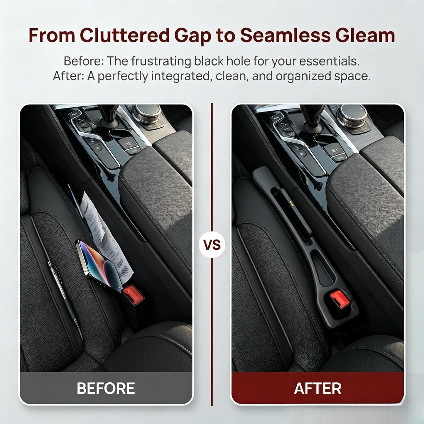 【Compatible with mazda】 Car Seat Gap Filler Organizer Compatible with mazda cx5 2013-2025, Car Organizer Front Seat 2-in-1 Storage No-Drop Storage(2 Pack, Black)