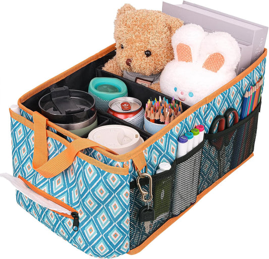 HEYSKAY Car Seat Organizer with Cup Holders, Automotive Seat Back Organizer and Storage with Adjustable Dividers, Book & Toy Organizer for Car and Office
