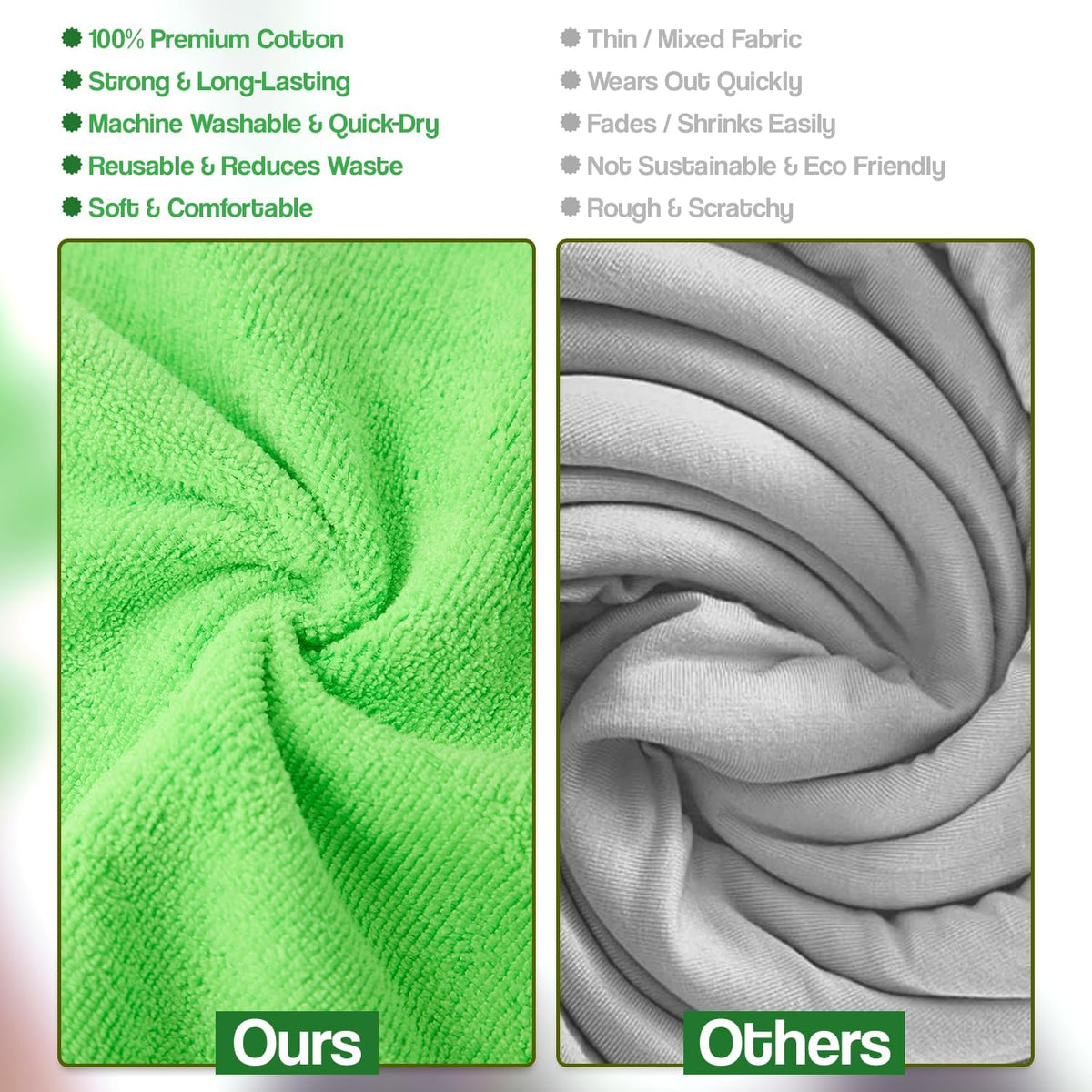 Microfiber Cleaning Cloth 24 Pack, 12x12 Inch Lint Free Streak Free Towels, Ultra Absorbent Cleaning Rags for Cars, Auto Detailing, Kitchen & Windows (24, Green)