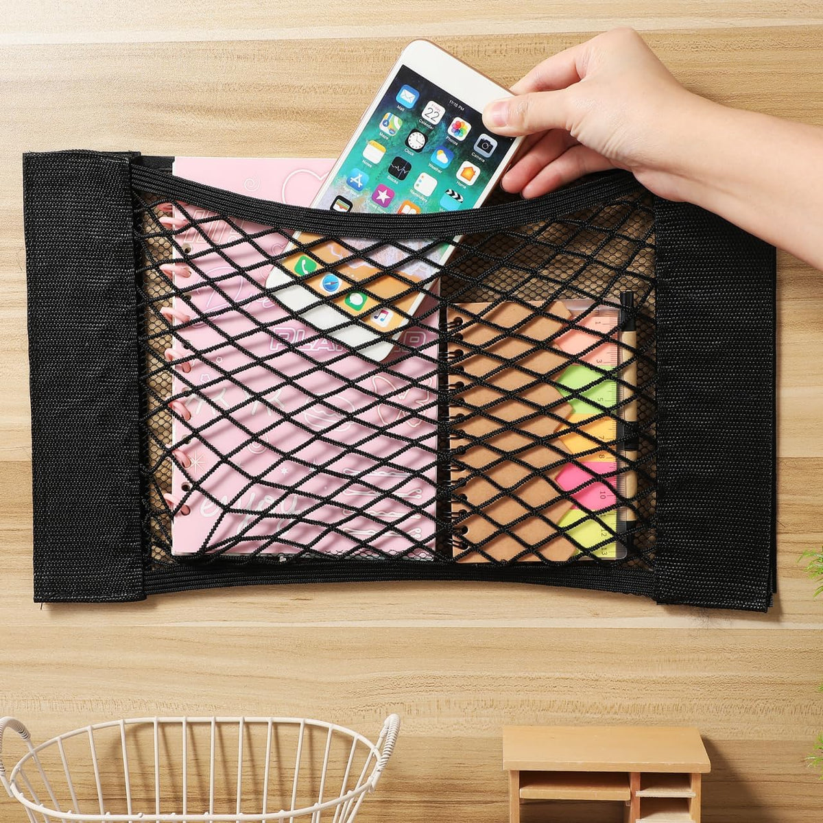 iplusmile 4Pcs Mesh Cargo Net Organizer for Car Trunk Storage Elastic Rear Trunk Boot Storage Net Pouch for SUV Truck Rv 16X10 Inch Pocket for Automotive and Outdoor Use